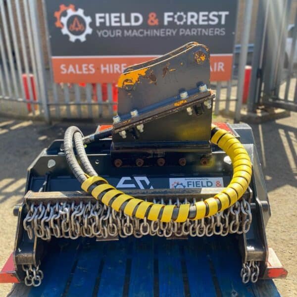 Forestry flail mower attachment with hydraulic hoses