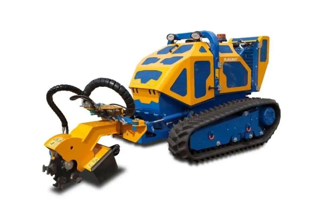 Bomford Flailbot stump grinder attachment on white background.